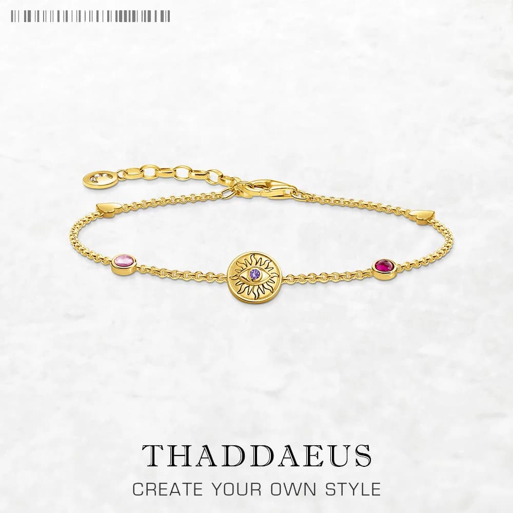 Bracelet plaqué or jaune, pièce de soleil, chaîne à maillons flambant neuf, bijoux Vintage en argent