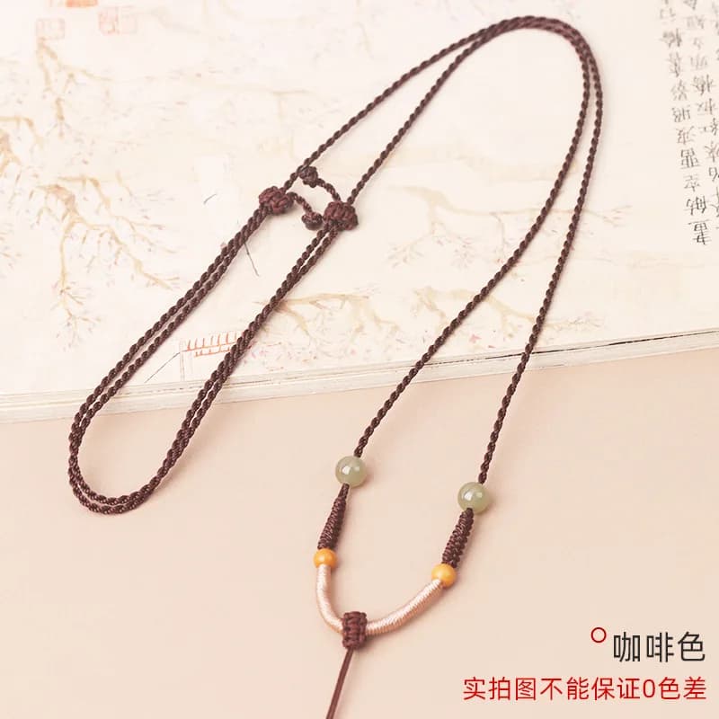 Collier réglable fait à la main pour pendentif en jade naturel, chaîne de clavicule pour femme, cord