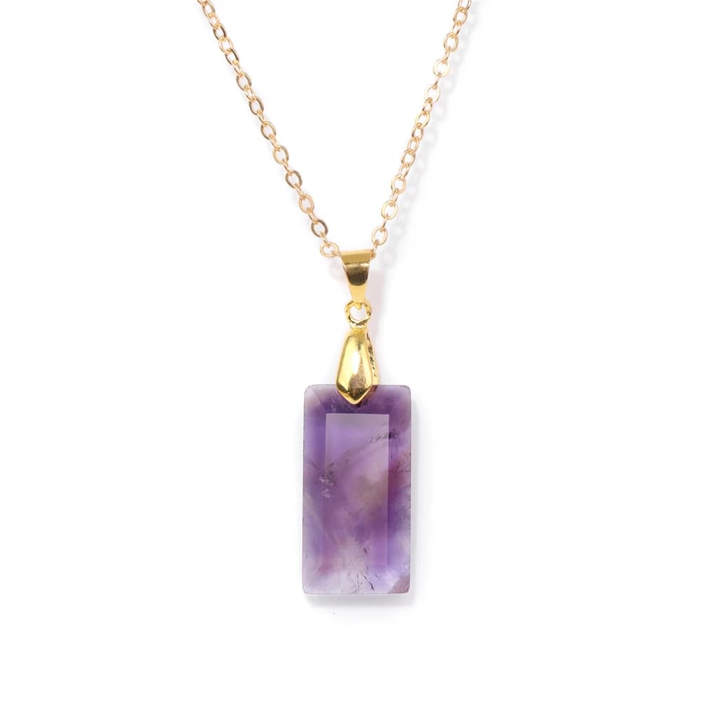 Pendentif rectangulaire en quartz rose pour hommes et femmes, colliers de la présidence, obsidienne 