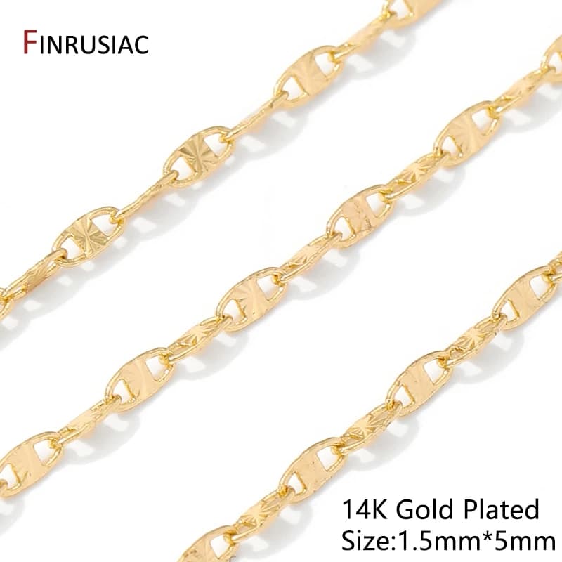 Chaînes de bordure de câble ovale en laiton plaqué or 14K, multi-styles, pour collier, Bracelet, acc