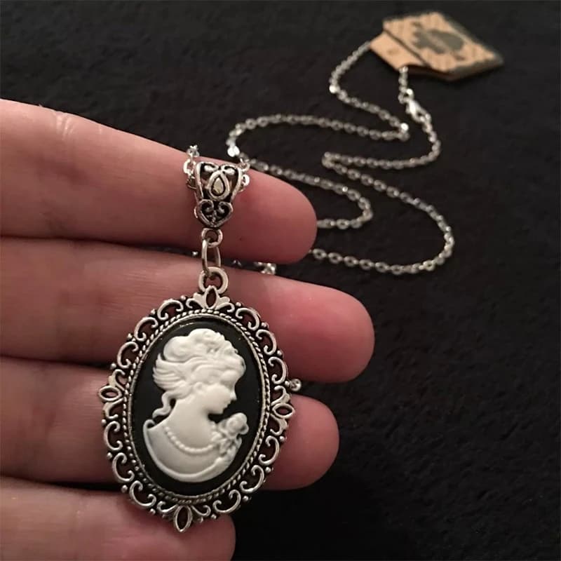 Collier Beauty Cameo, bijoux gothiques, collier ras du cou vintage victorien sculpté avec un charme 