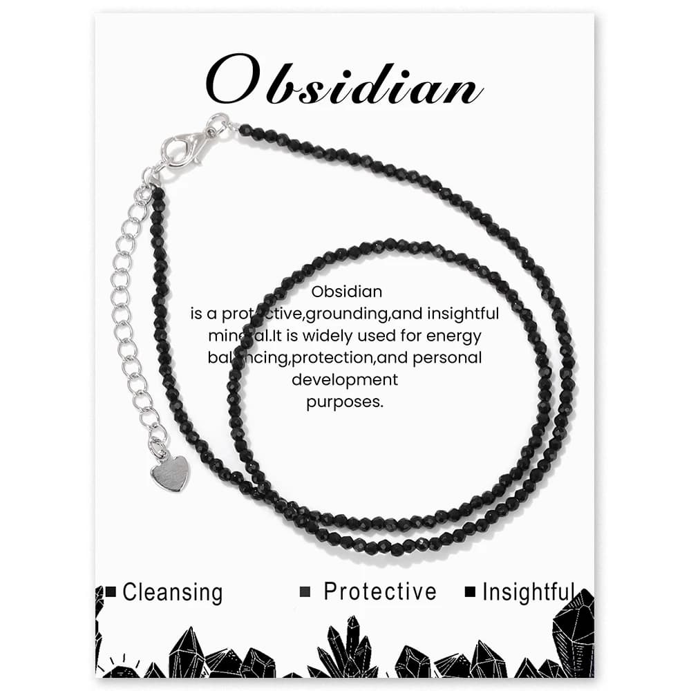 Colliers ras du cou en perles d'obsidienne noires simples pour femmes et hommes, collier en pierre n