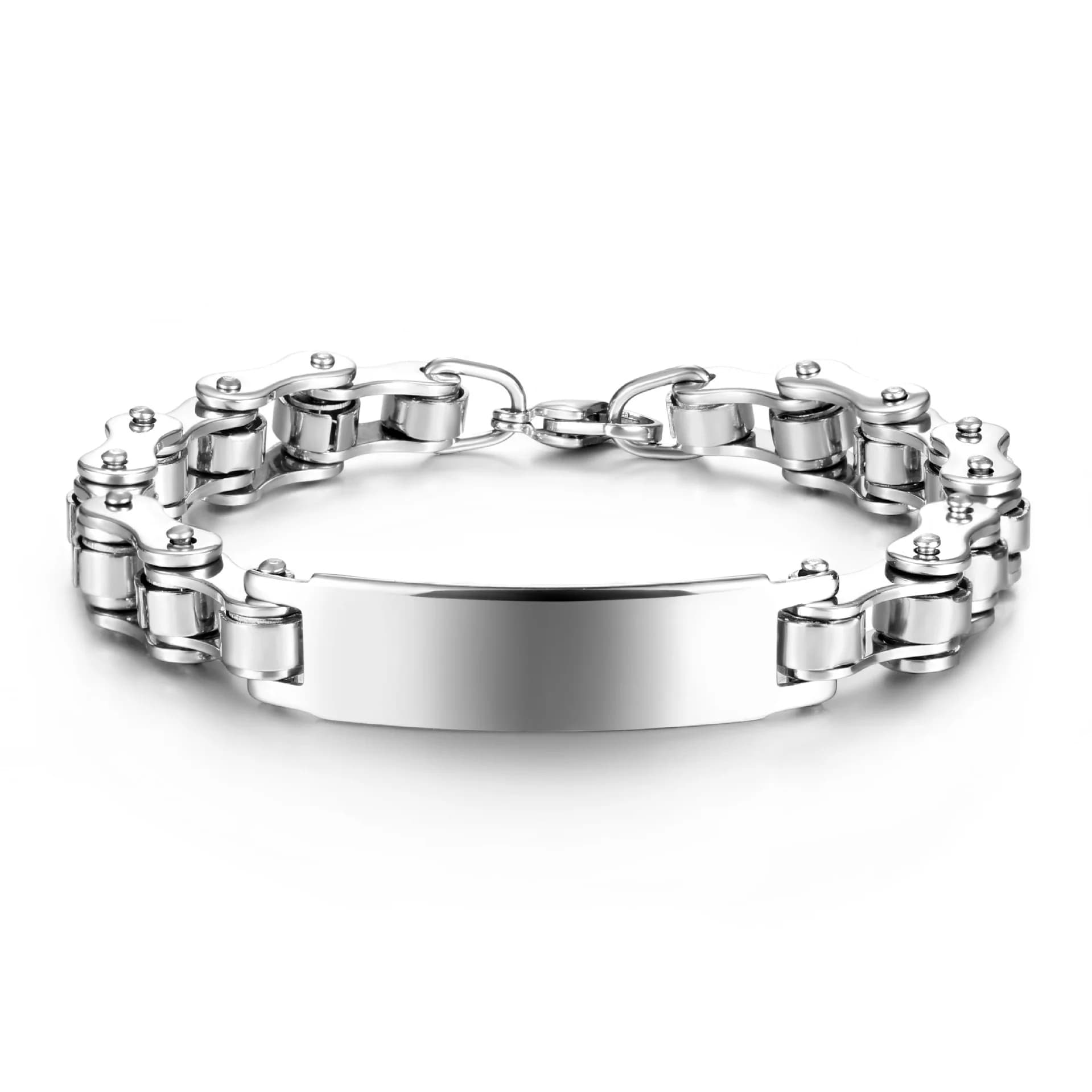 Personnaliser chaîne de vélo nom personnalisé texte hommes Bracelet en acier inoxydable pour femmes 
