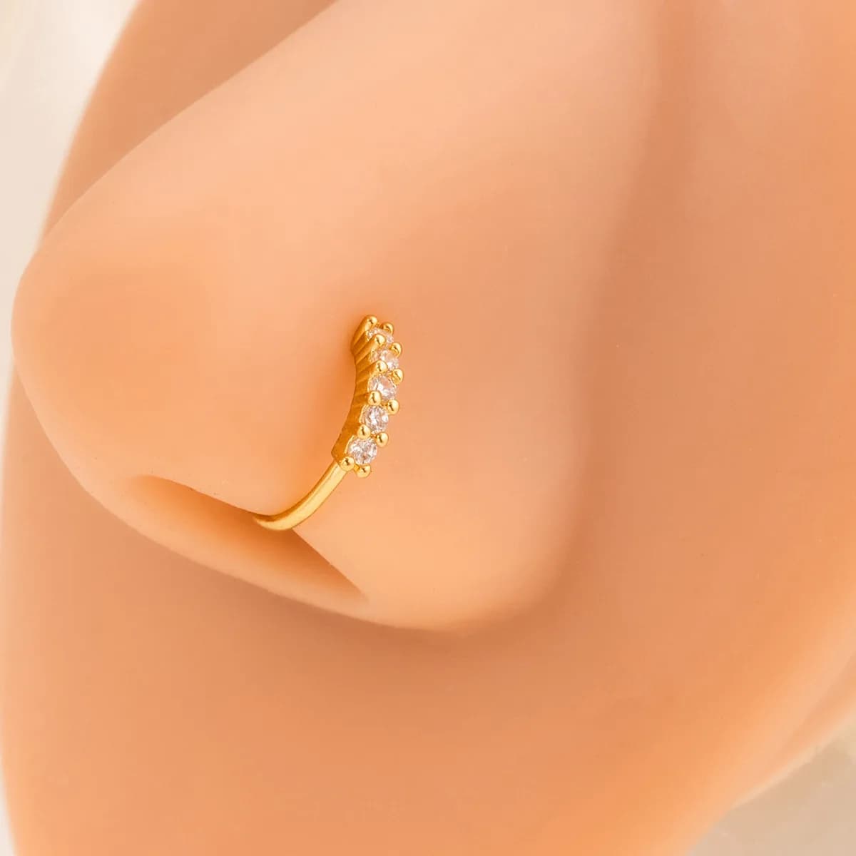 Hip-hop Rock personnalité brillant incrusté Zircon feuilles fleurs pas de Piercing nez clou nez anne