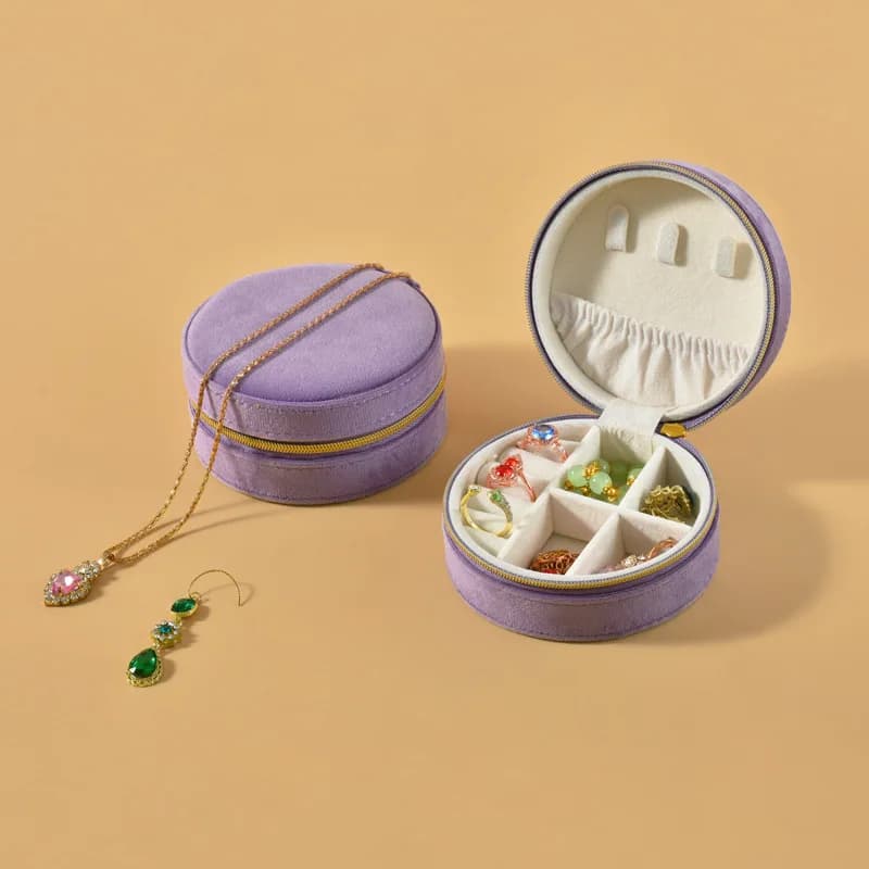 Boîte de rangement de bijoux de voyage en velours, doublure douce anti-rayures pour colliers, boucle