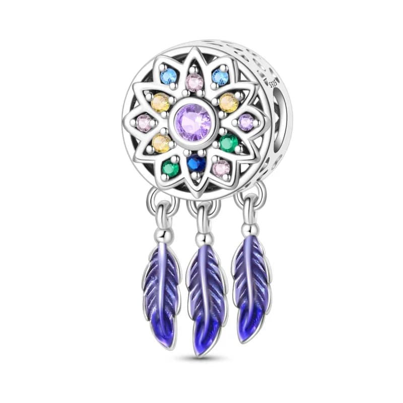 Attrape-rêves en argent sterling 925 avec breloques colorées, compatible avec les bracelets originau