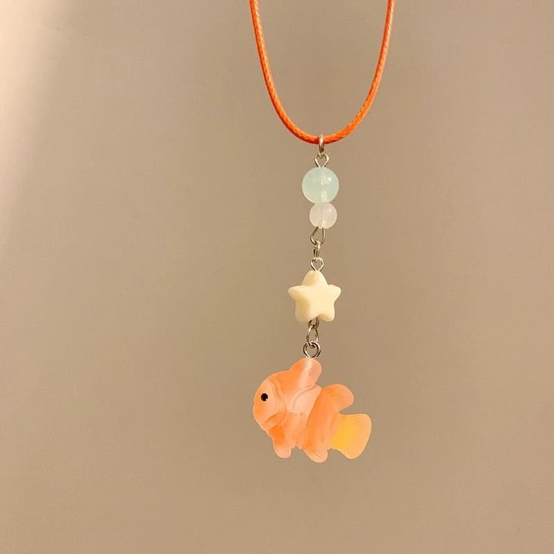 Collier pendentif poisson de dessin animé mignon pour filles, chaîne en corde colorée, collier meill