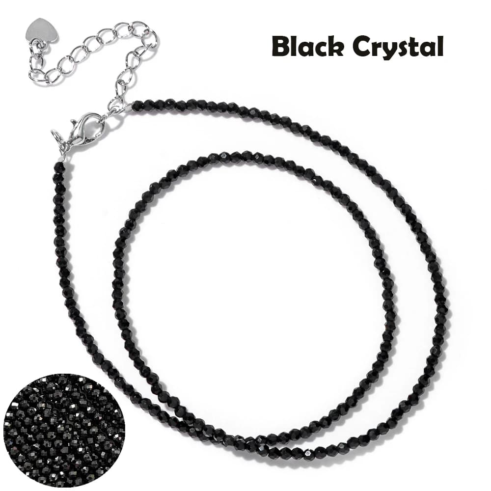 Collier de pierres précieuses naturelles à facettes, perles de 2mm, cristal de Quartz, Tourmaline, L