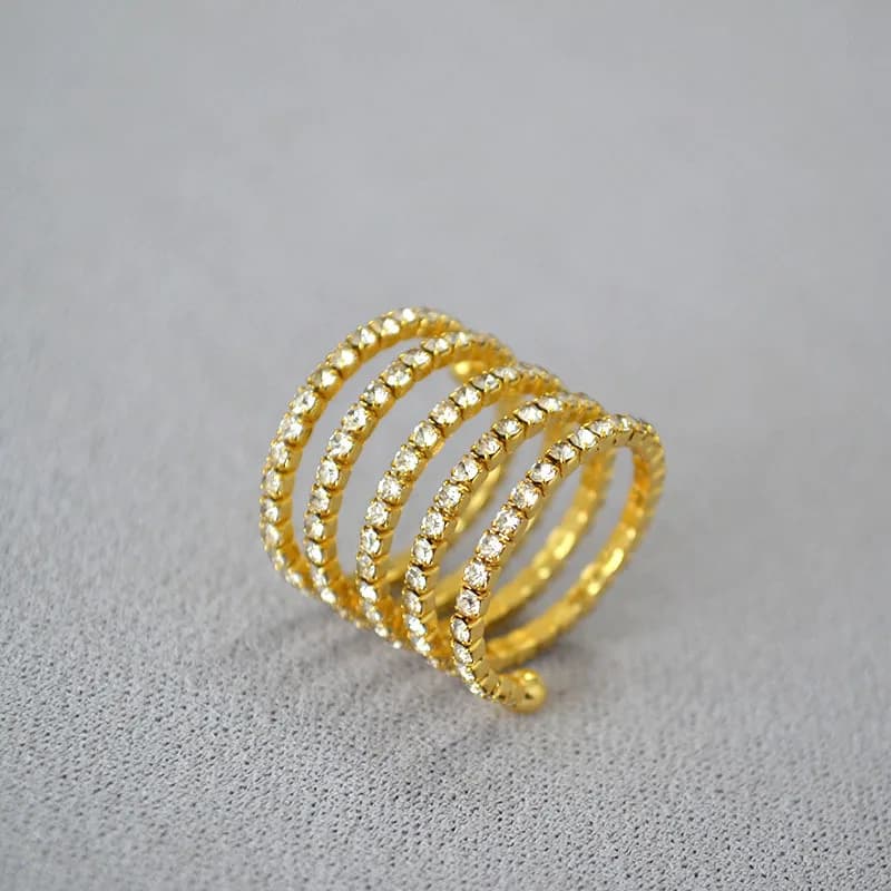 Bague empilable en laiton plaqué or LENNIK, strass en cristal, bijoux unisexes minimalistes réglable