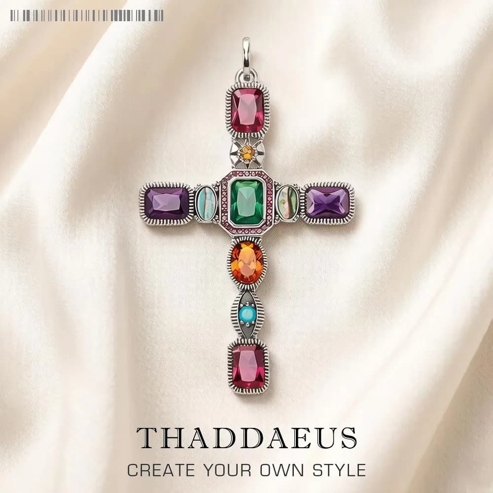 Pendentif croix colorée 2022, flambant neuf, bijoux fins, Talisman européen, en argent Sterling 925,