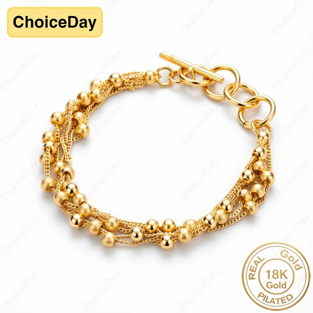 Bracelet tressé en or plaqué 18 carats avec perles exquises et fermoir OT, cadeau de mode pour femme