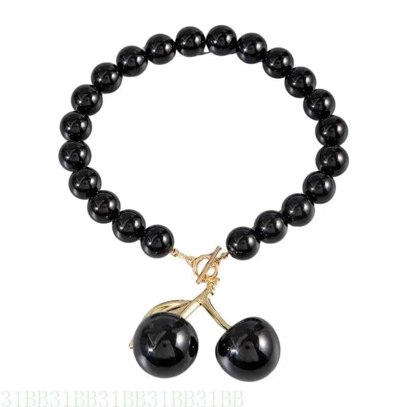 652f Collier pendentif en cerisier à mode Fashion Black Red Cerry Collier Charme pour les amateurs R