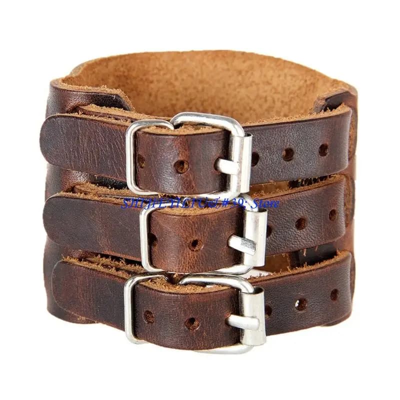 E21F – Bracelet manchette en réglable pour hommes, Punk, large robuste, accessoire mode