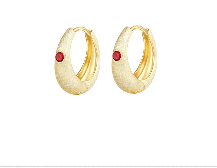 JEWELLWANG Boucles d'oreilles de luxe en rubis, artisanat italien brossé, élégantes, pour mariage, f