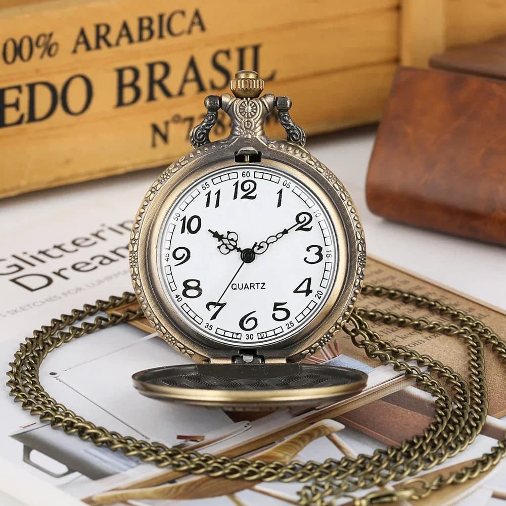 Montre de poche analogique à quartz antique, avec pendentif en forme de demi-dollar Morgan des États