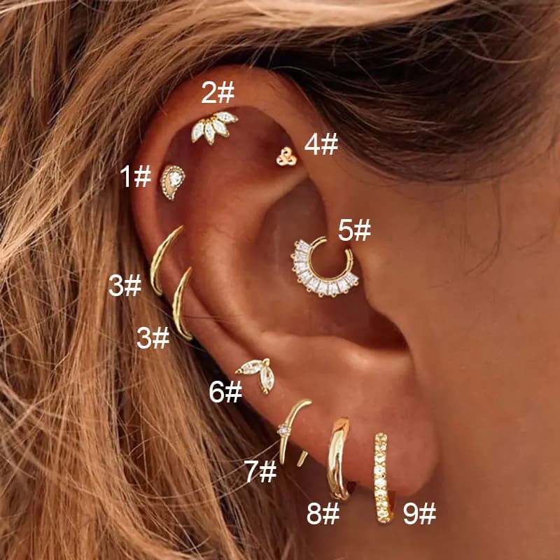 1PC Helix Zircon oreille Piercing boucle d'oreille femmes Daith Piercing Lobe Rook Helix cerceau bou