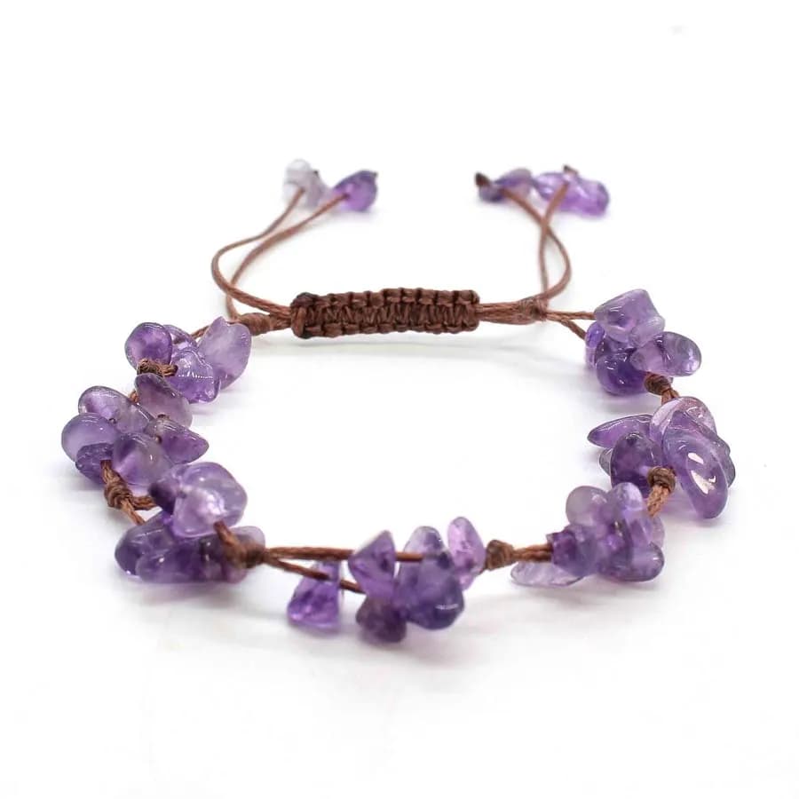 Bracelets tressés en pierre de cristal macramé pour femmes et filles, améthyste naturelle, Quartz, t