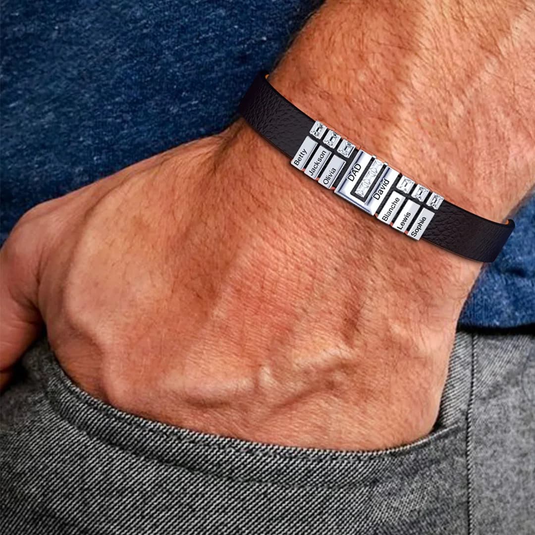 MaiLun 1pc noms personnalisés hommes Bracelet bijoux cadeau pour la fête des pères