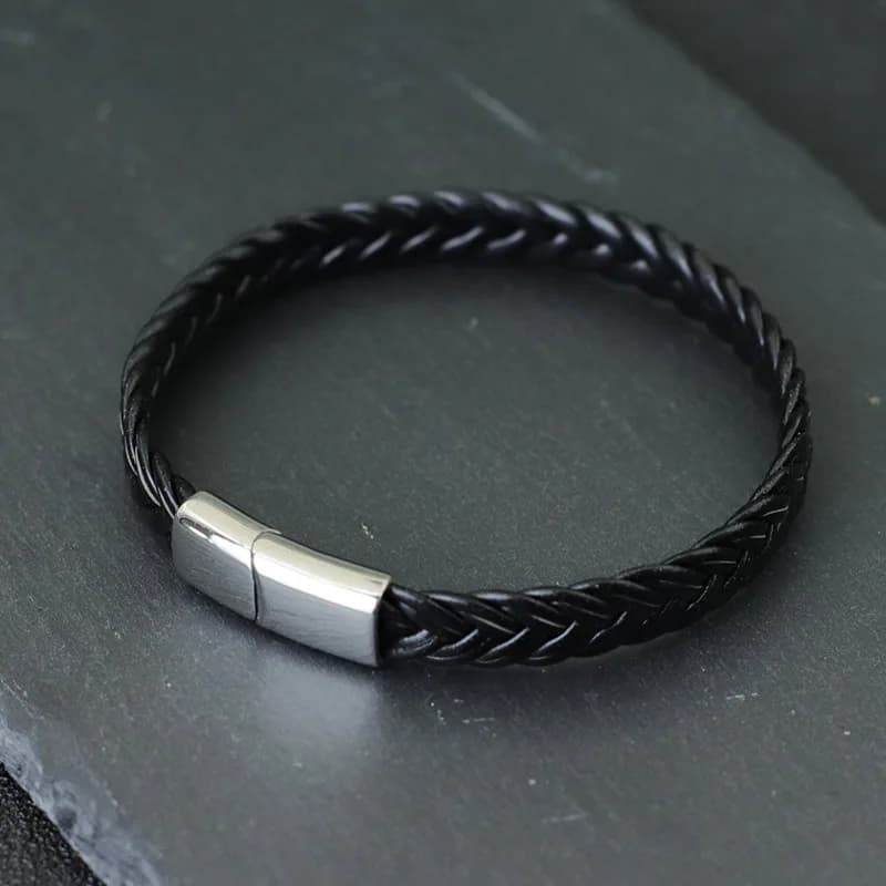 Nouveaux hommes Bracelet en cuir inachevant Bracelet en acier inoxydable pour Hombre Surf câble Bras