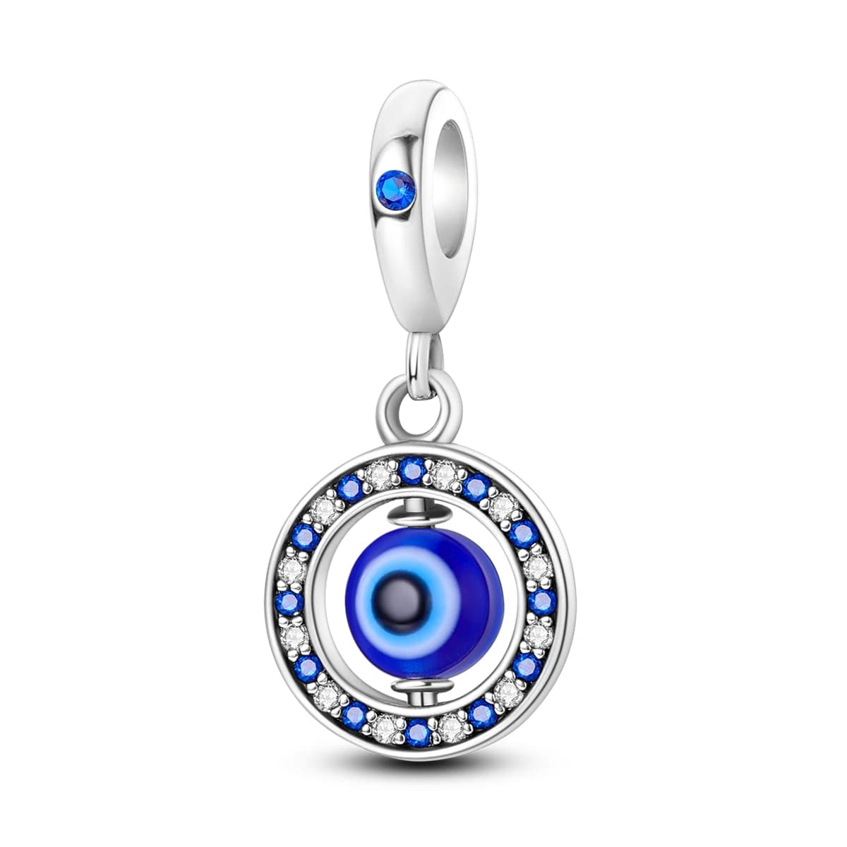 Pendentif rotatif en argent sterling 925 avec breloque œil bleu porte-bonheur, bijou de protection N