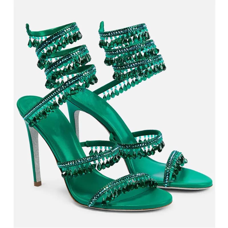 Nouvelles sandales femme 2026 à strass, chaussures à pampilles et cristaux, sexy pour banquets et so