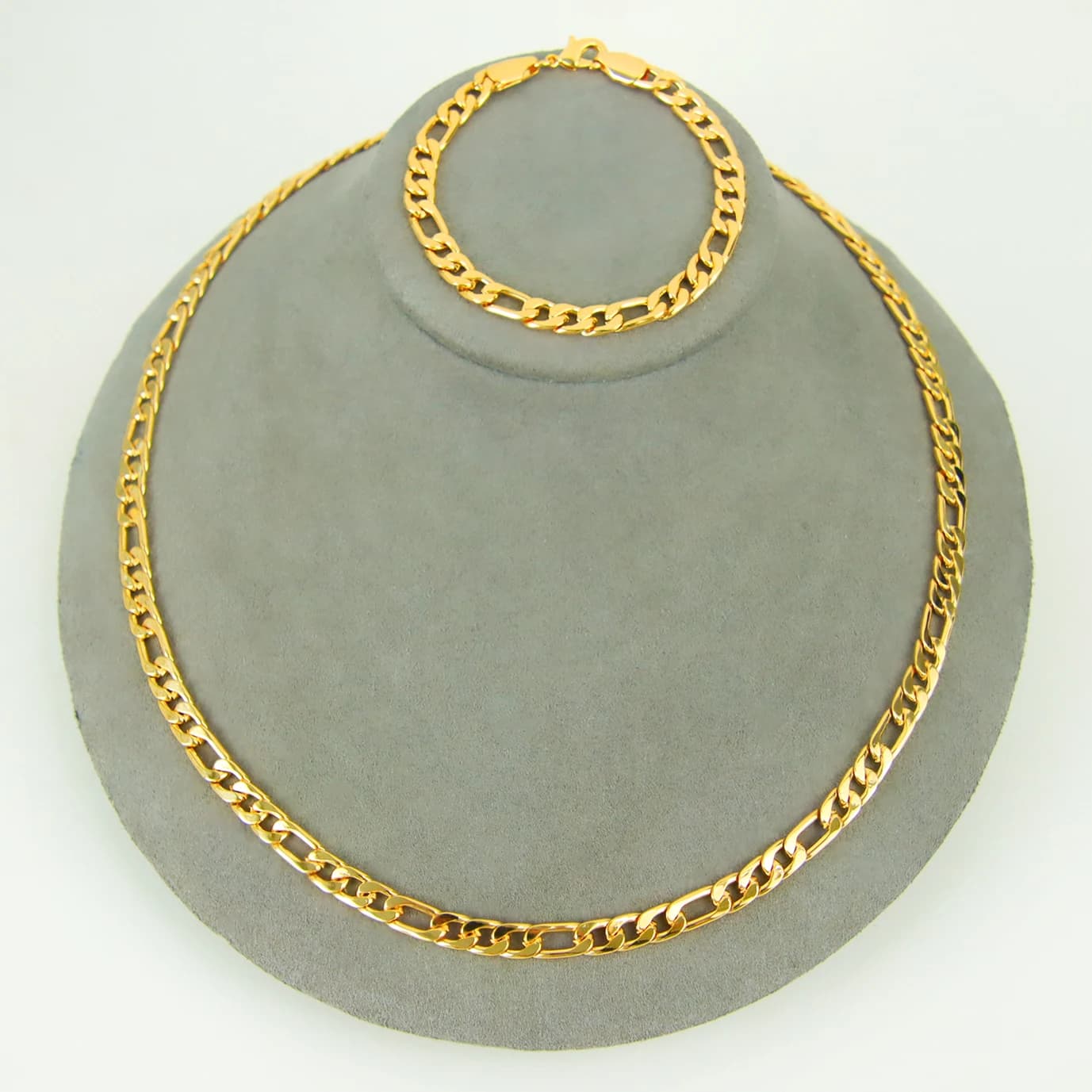 Ensemble collier et bracelet hip-hop italien plaqué or 21 carats, style punk de Dubaï, unisexe, bijo