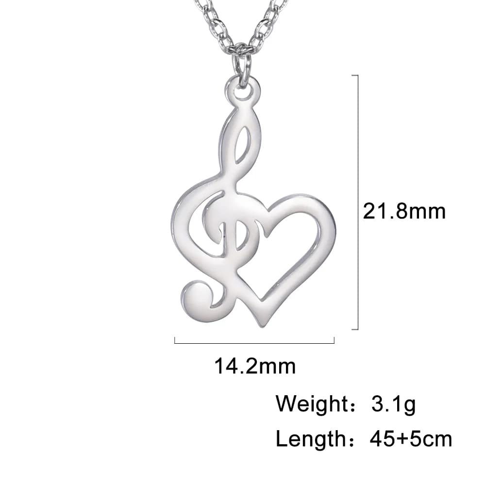 Collier avec pendentif en forme de note de musique, cadeau pour femme et homme, symbole musical, clé