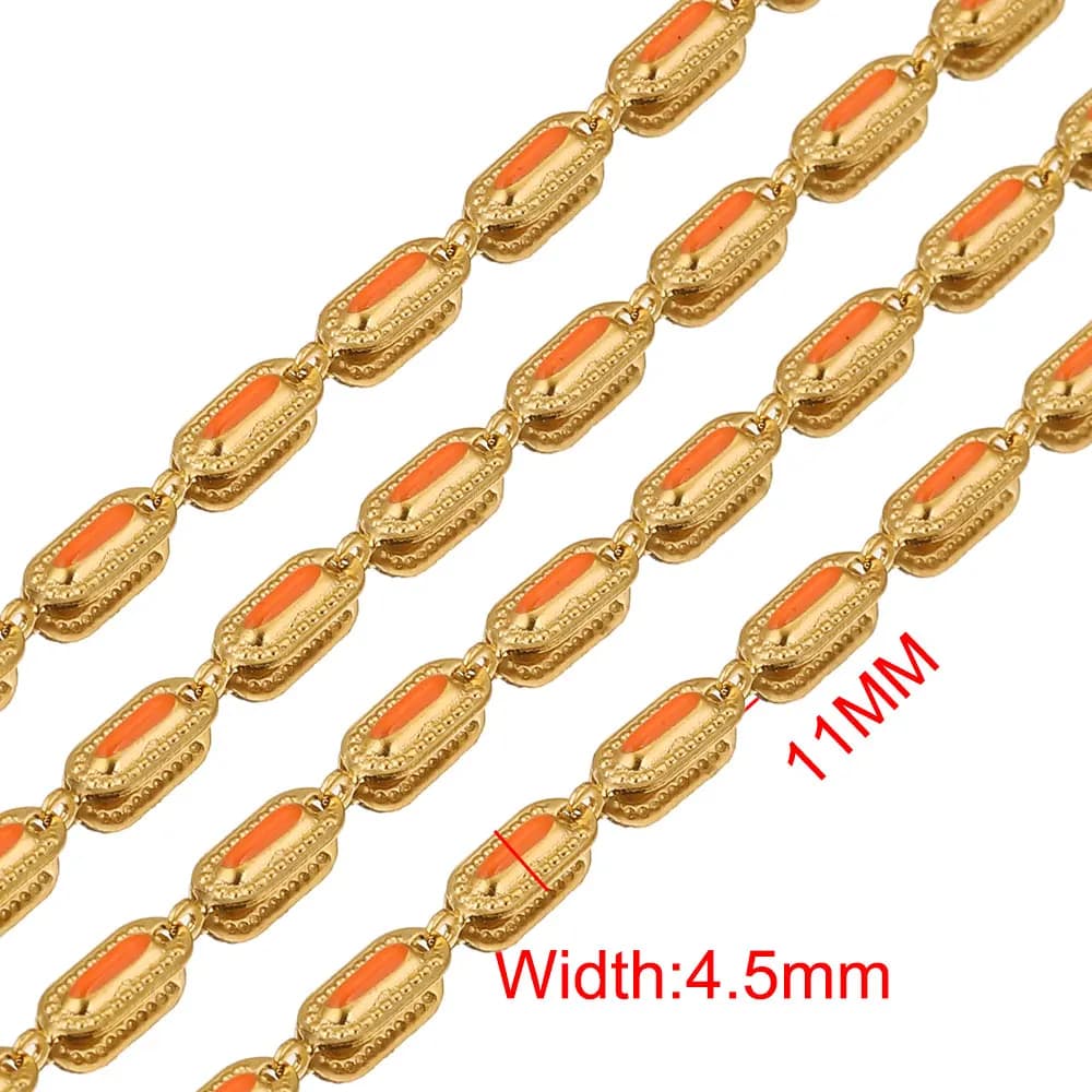 Chaînes ovales en émail en acier inoxydable de 1 mètre, fabrication de bijoux, chaîne en or pour bri