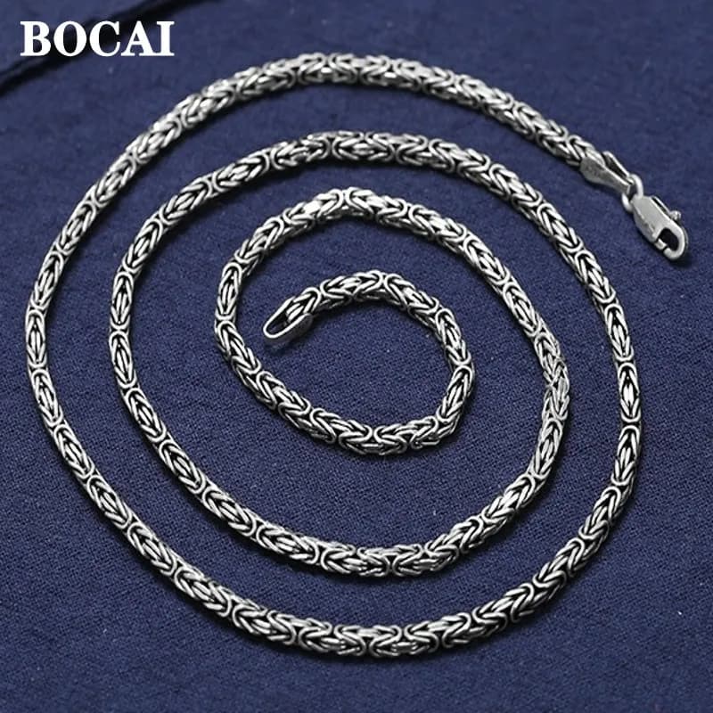 BOCAI-Collier en argent pur S925 véritable pour hommes et femmes, personnalité dominatrice, développ