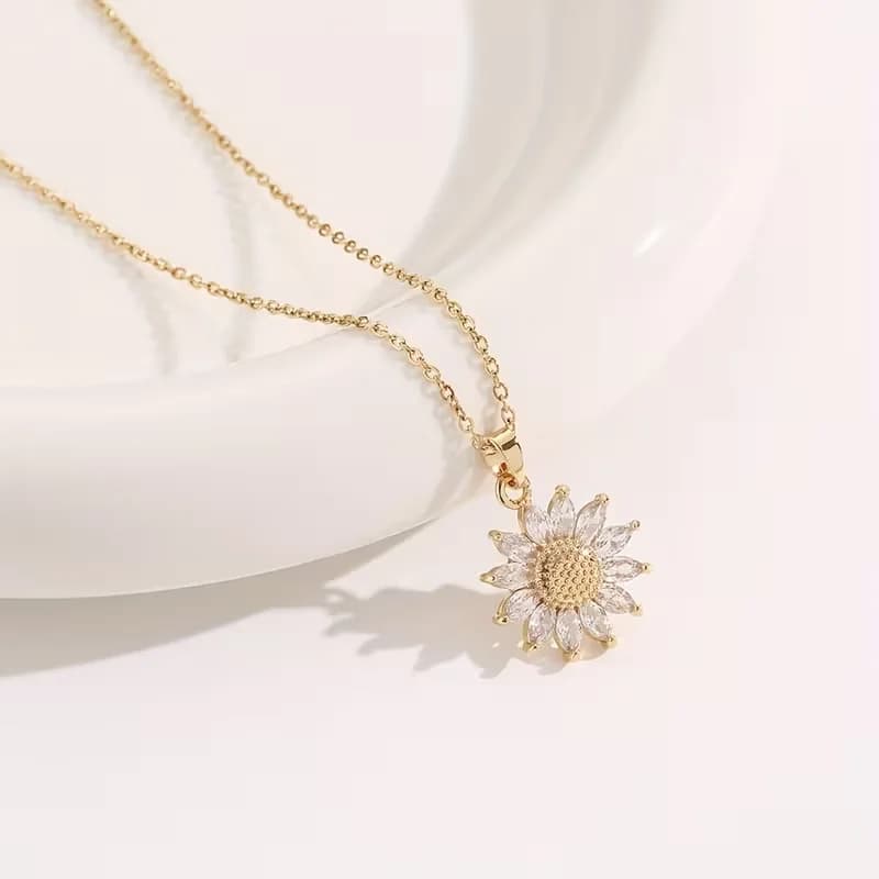 Collier élégant avec pendentif tournesol doré, pour anniversaire, mariage, fête des mères, cadeau de
