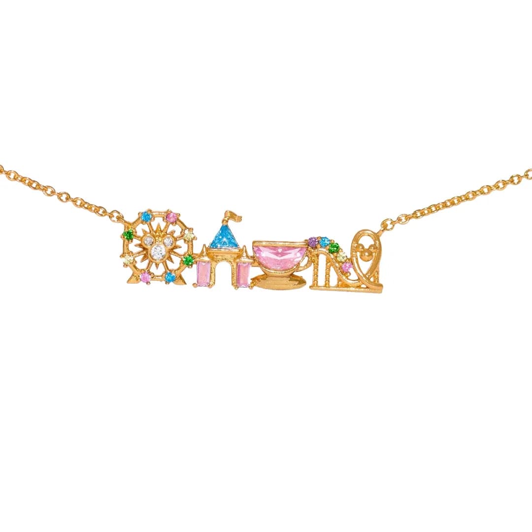 Collier Pendentif Parc d'Attractions Incrusté de Zircons Colorés Exquis, Design Mignon et Doux, Bijo