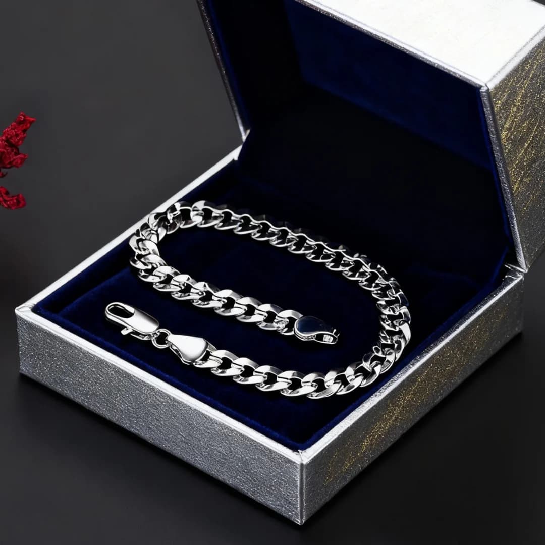 Bracelets en argent Sterling 925 pour hommes et femmes, chaîne fine de 7MM, bijoux de créateur de mo