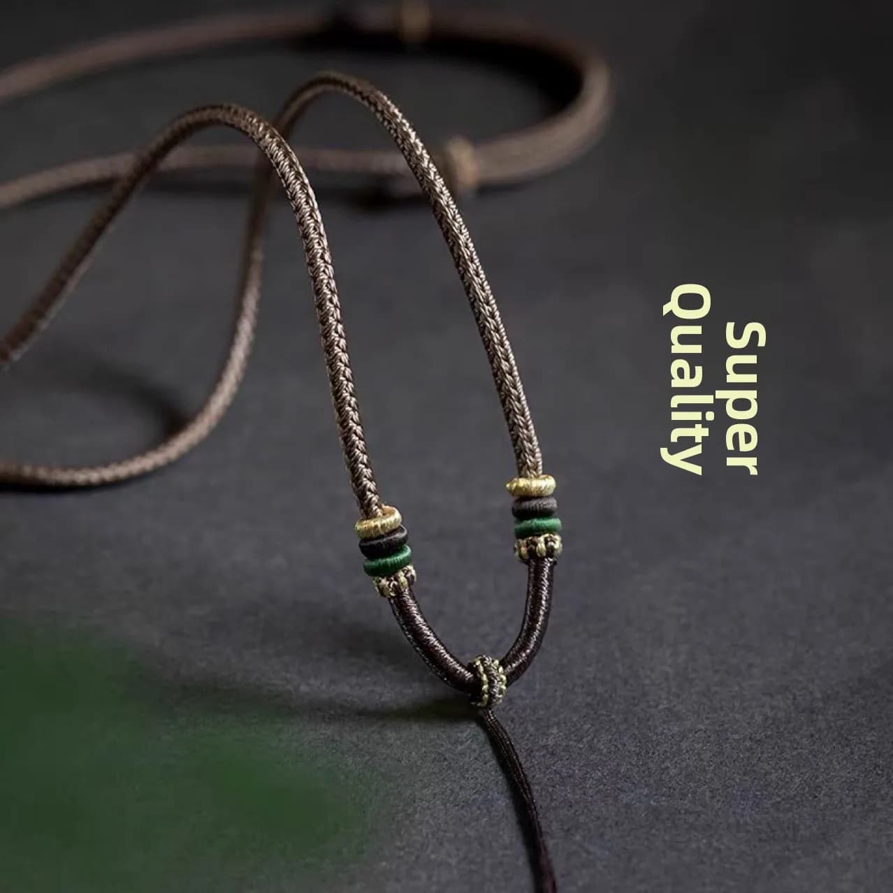 Corde de collier réglable en Fiber naturelle tissée à la main pour hommes et femmes, pendentifs en J