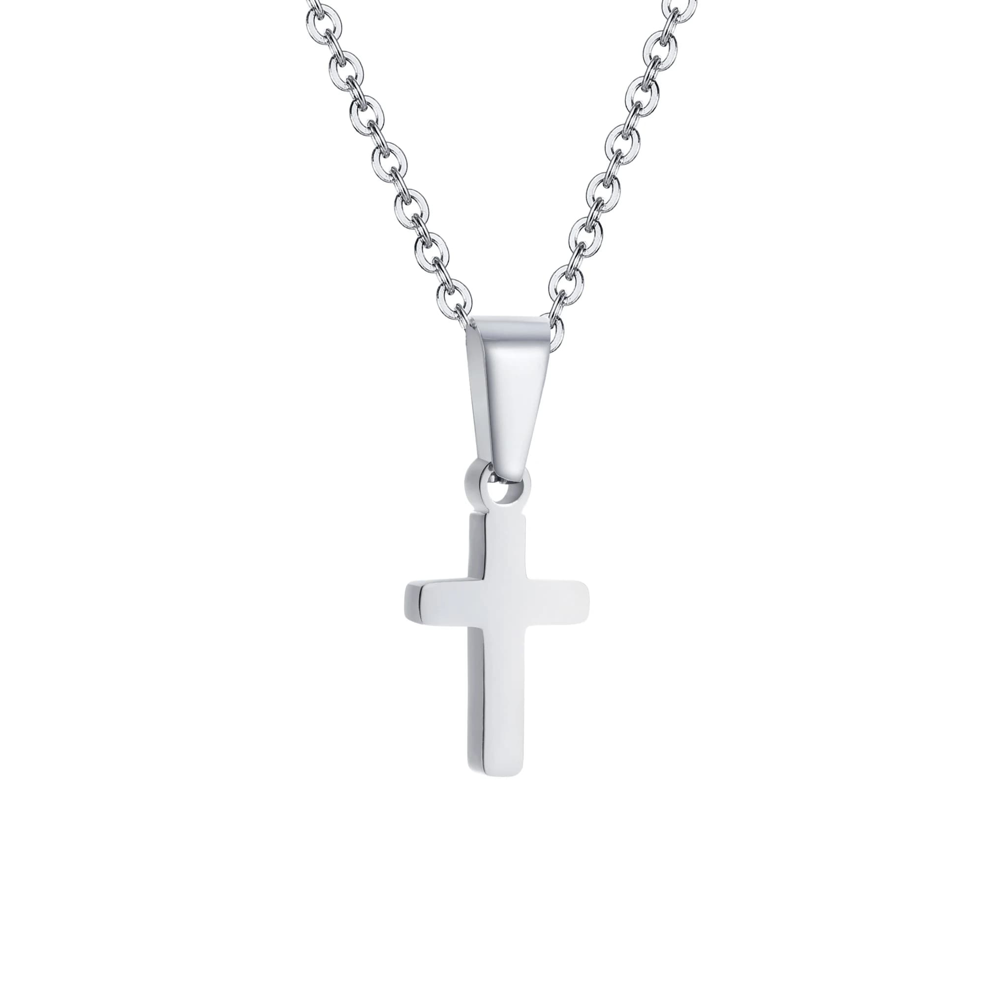 Petit pendentif collier croix pour femme, chaîne en acier inoxydable sans nickel