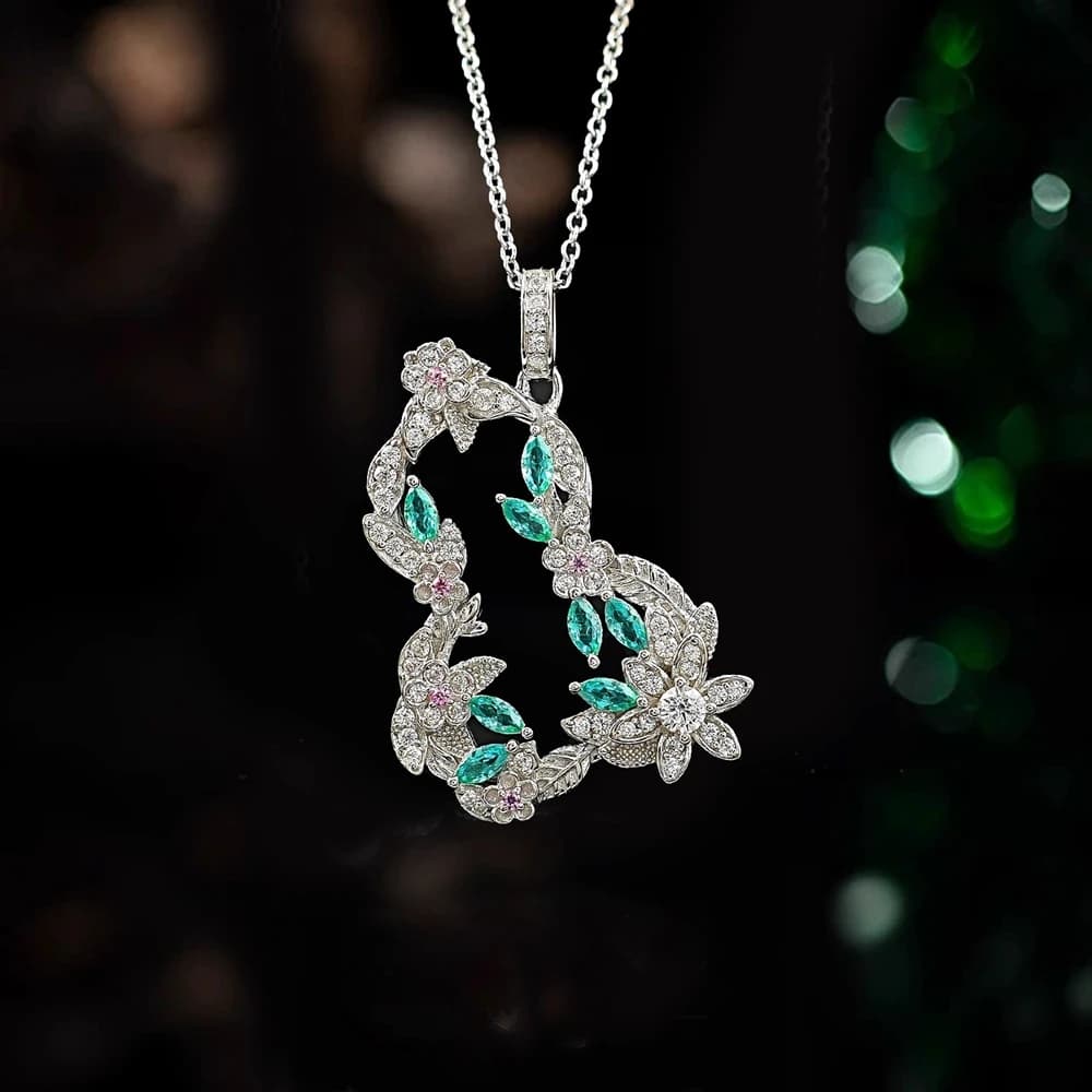Colliers pendentifs vintage en tourmaline Paraiba et diamants à haute teneur en carbone Vinregem, bi