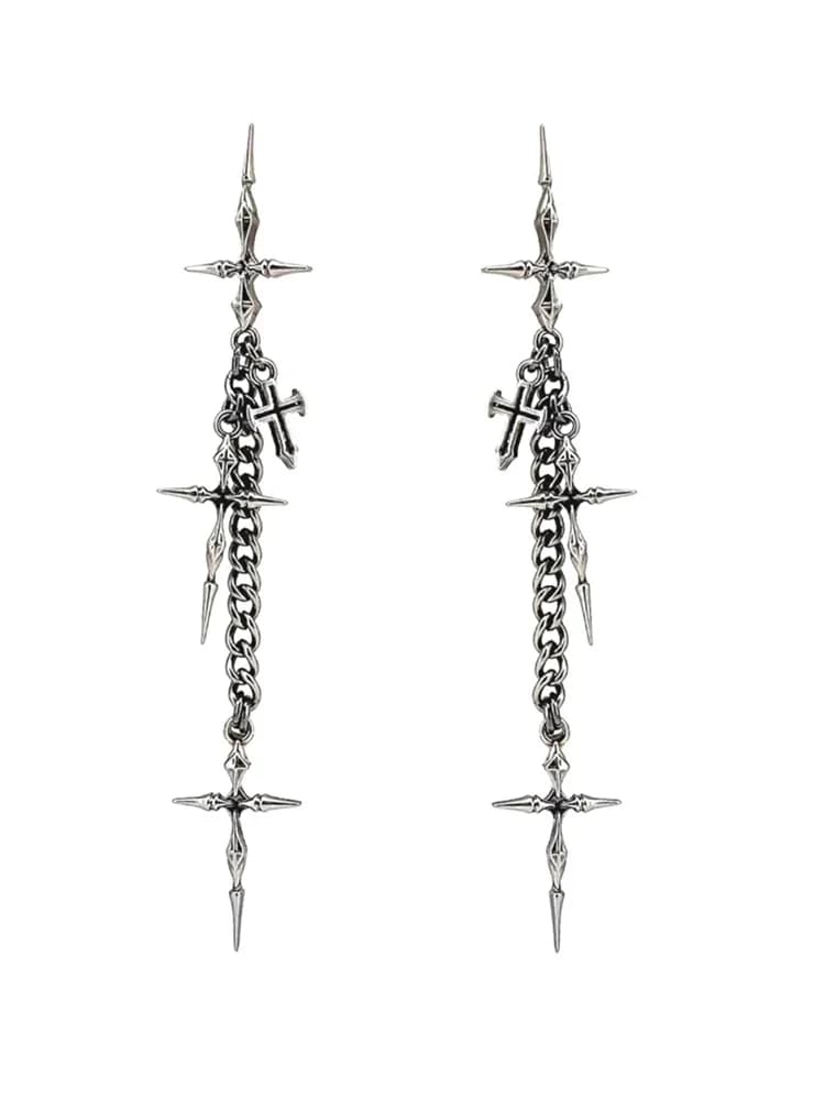 Ensemble de bijoux punk rock pour femmes et hommes, chaînes et bagues avec pendentif croix gothique,