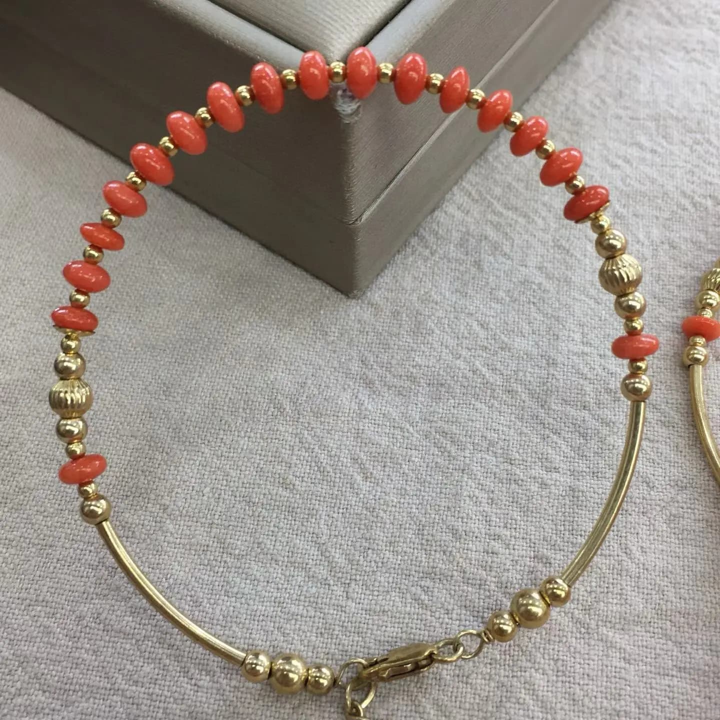 Certificat réel 14K or américain rempli naturel précieux corail perle manchette Bracelet étanche lux