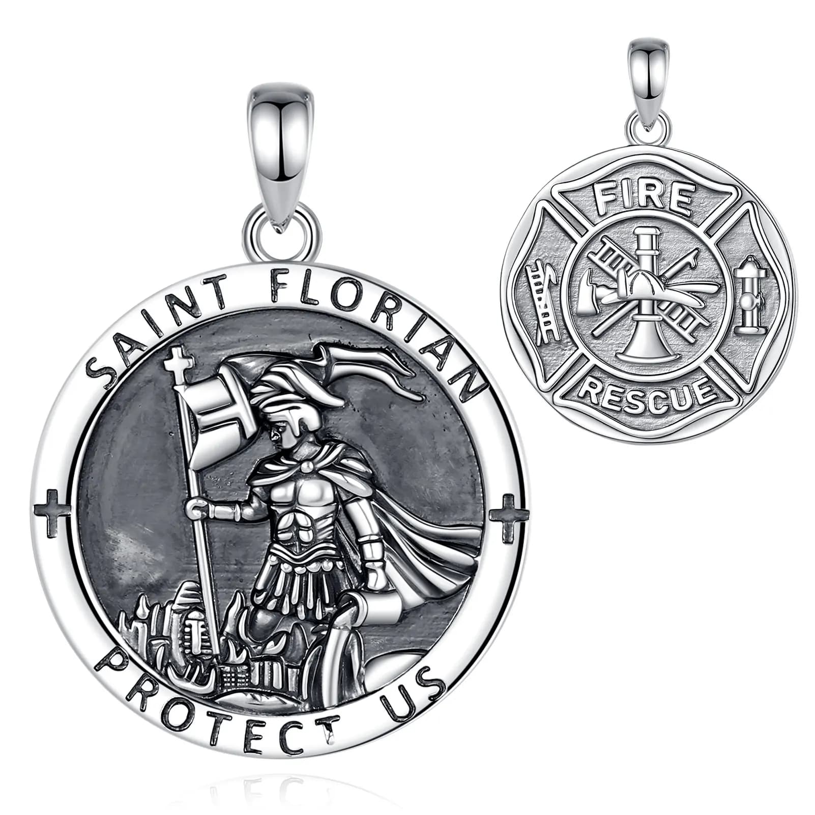 Collier Eudora en cuivre Saint Florian, amulette de pompier, pendentif croix, bijoux religieux chrét