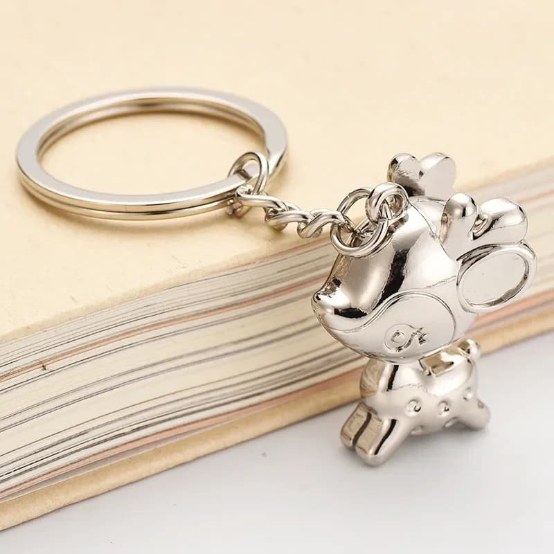 Porte-clés cerf porte-bonheur, renne, cerf de noël, élan, forêt Sika, bijoux