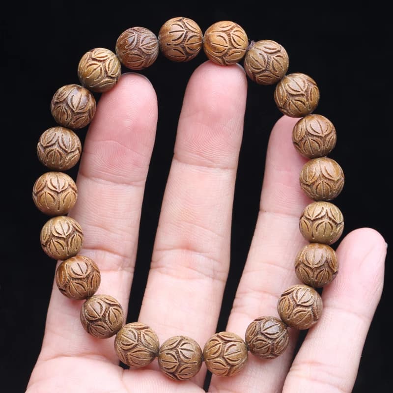 Bracelet sculpté en bois de santal naturel, bijoux universels de haute qualité, typobeads, 12mm