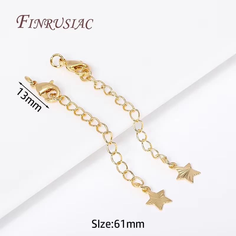 Chaîne d'extension plaquée or 18 carats de 6CM, pour la fabrication de bijoux, accessoires de bricol