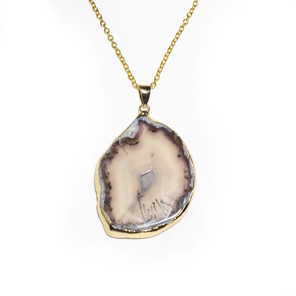 Pièce d'agate magique irrégulière, couleur cristal, pierre de Quartz, pendentif en or naturel, colli