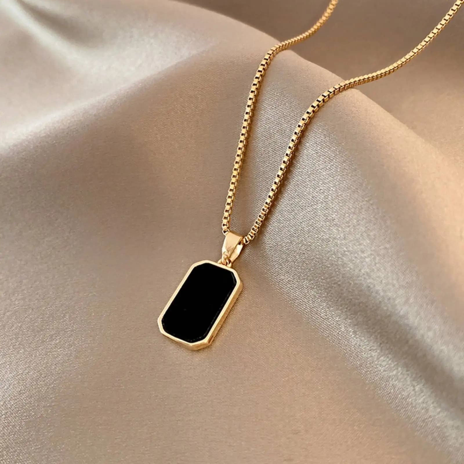 Collier pendentif rectangulaire géométrique pour femmes et hommes, cadeaux, accessoires de bijoux en
