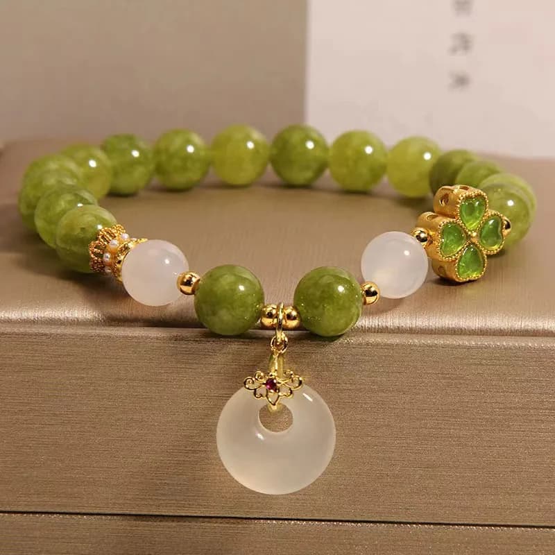 Bracelets en perles de Jade véritable, amulette, bijoux naturels, Talismans, accessoires Vintage, pi
