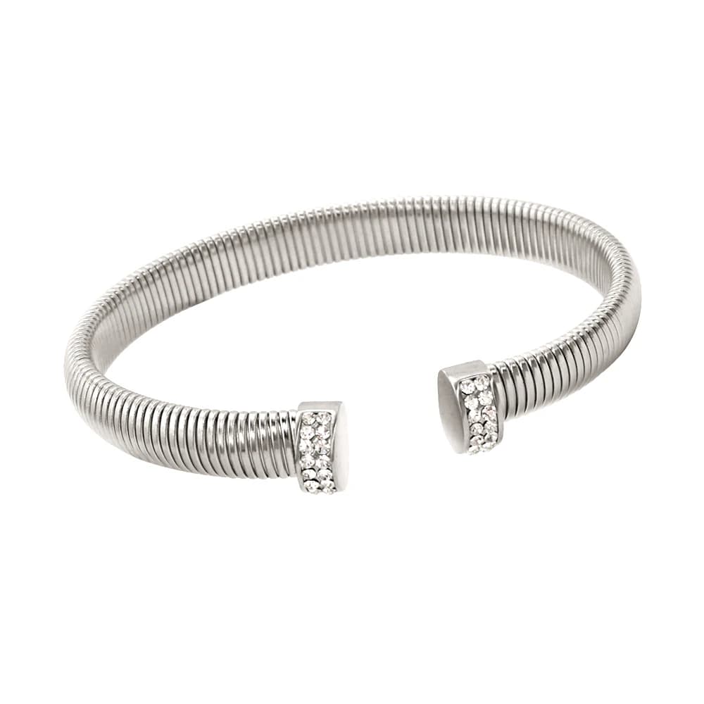 Ensemble de Bijoux en acier inoxydable, manchette croisée de haute qualité, Texture spirale personna