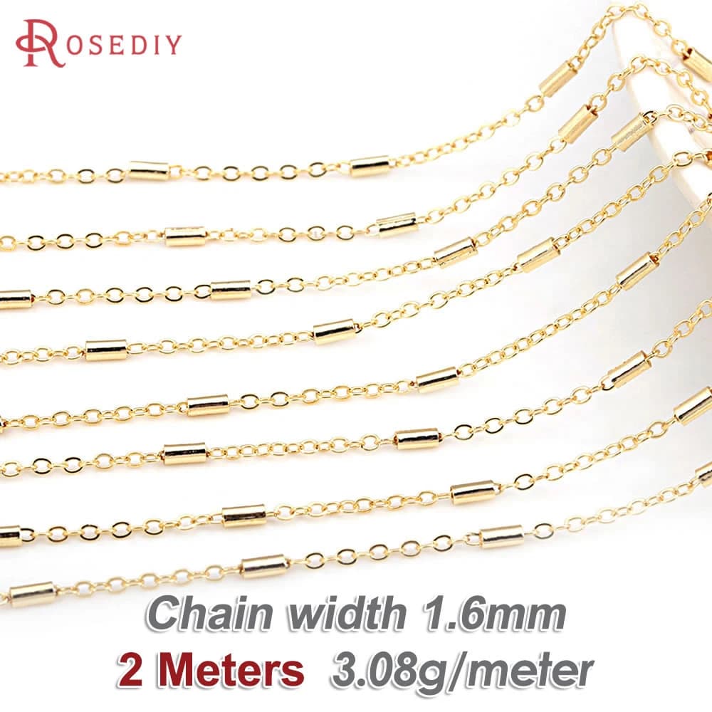 1.6MM haute qualité 18K couleur or cuivre rond O forme lien avec Tube rectangulaire chaînes collier 