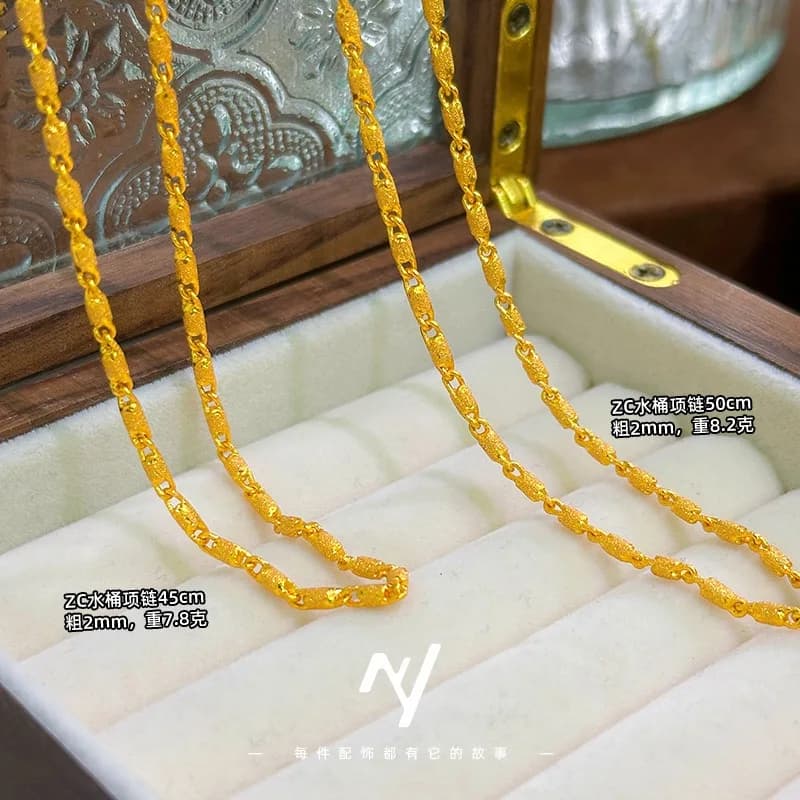 Collier en or véritable 24 carats 9999 luxueux pour femme, chaîne plate, simple et élégant, bijou ex