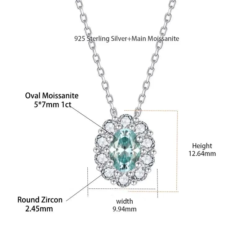 M-JAJA bleu Moissanite pendentif Bracelet 1CT ovale coupe diamant pendentif collier pour femmes S925