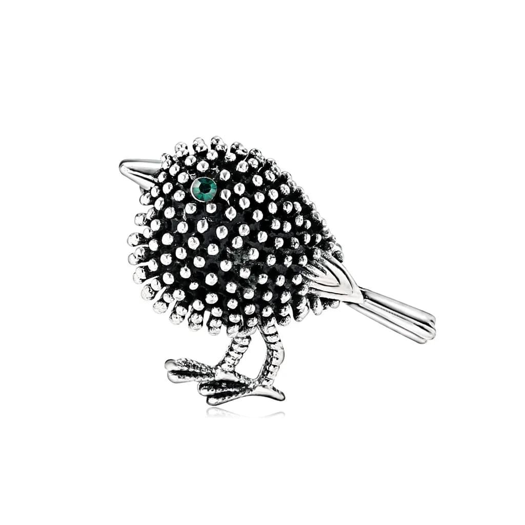 Broche d'oiseau imitation animal mignon, cristal brillant, métal, moineau, pigeon, épingles de fête 