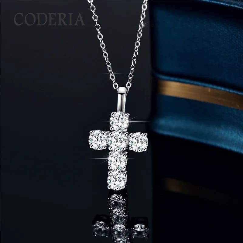 Collier pendentif croix 3 Carat en argent Sterling 100%, couleur D, nouveau bijou classique en Moiss